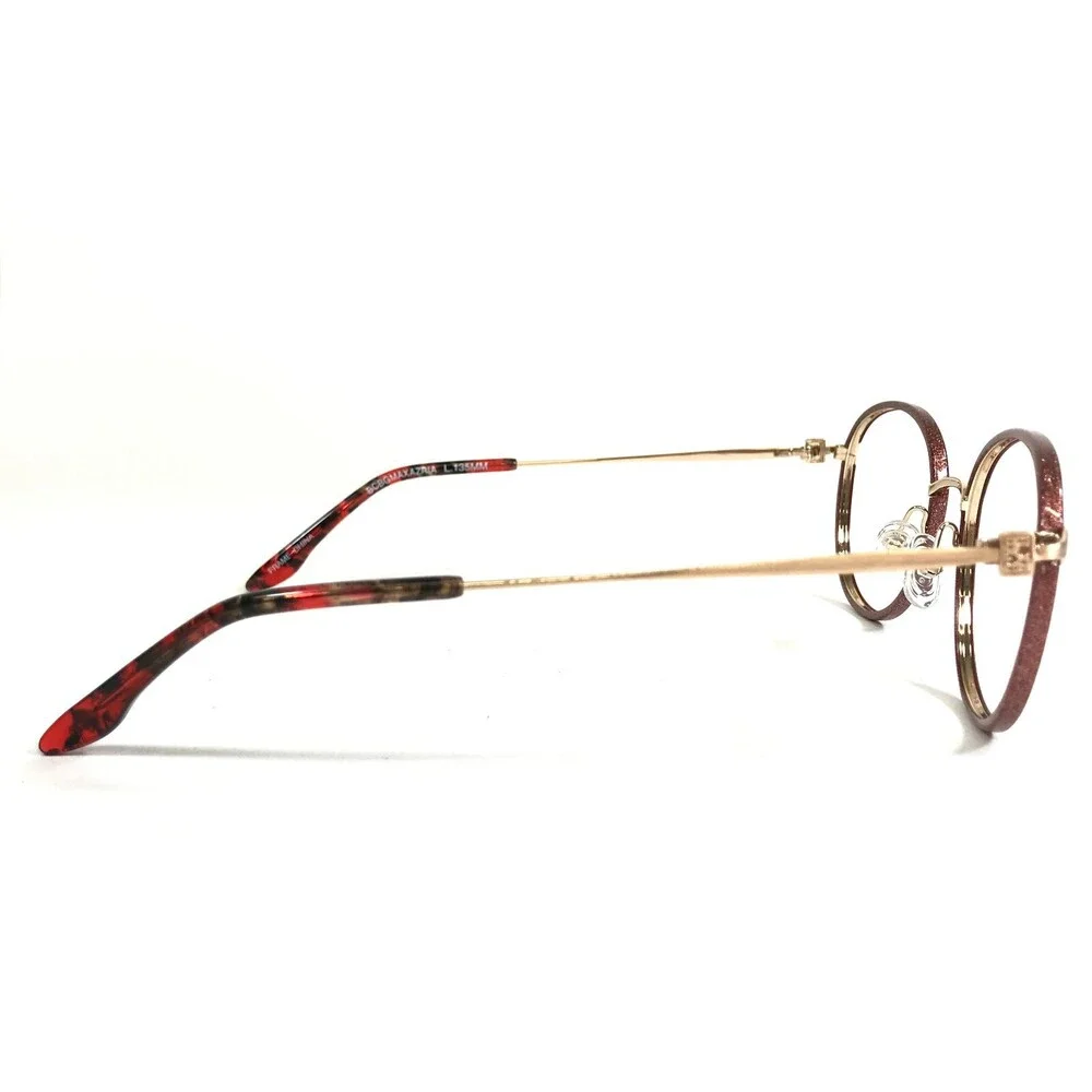 BCBGMAXAZRIA Eyeglasses Frames ADELINA Red Sparkly Glitter Gold Round 49-18-135